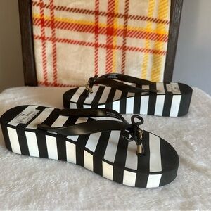 Kate Spade Black and White Striped Sandals